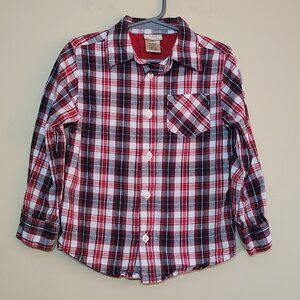 Arizona Black Red White Plaid Button Down. Size 4T